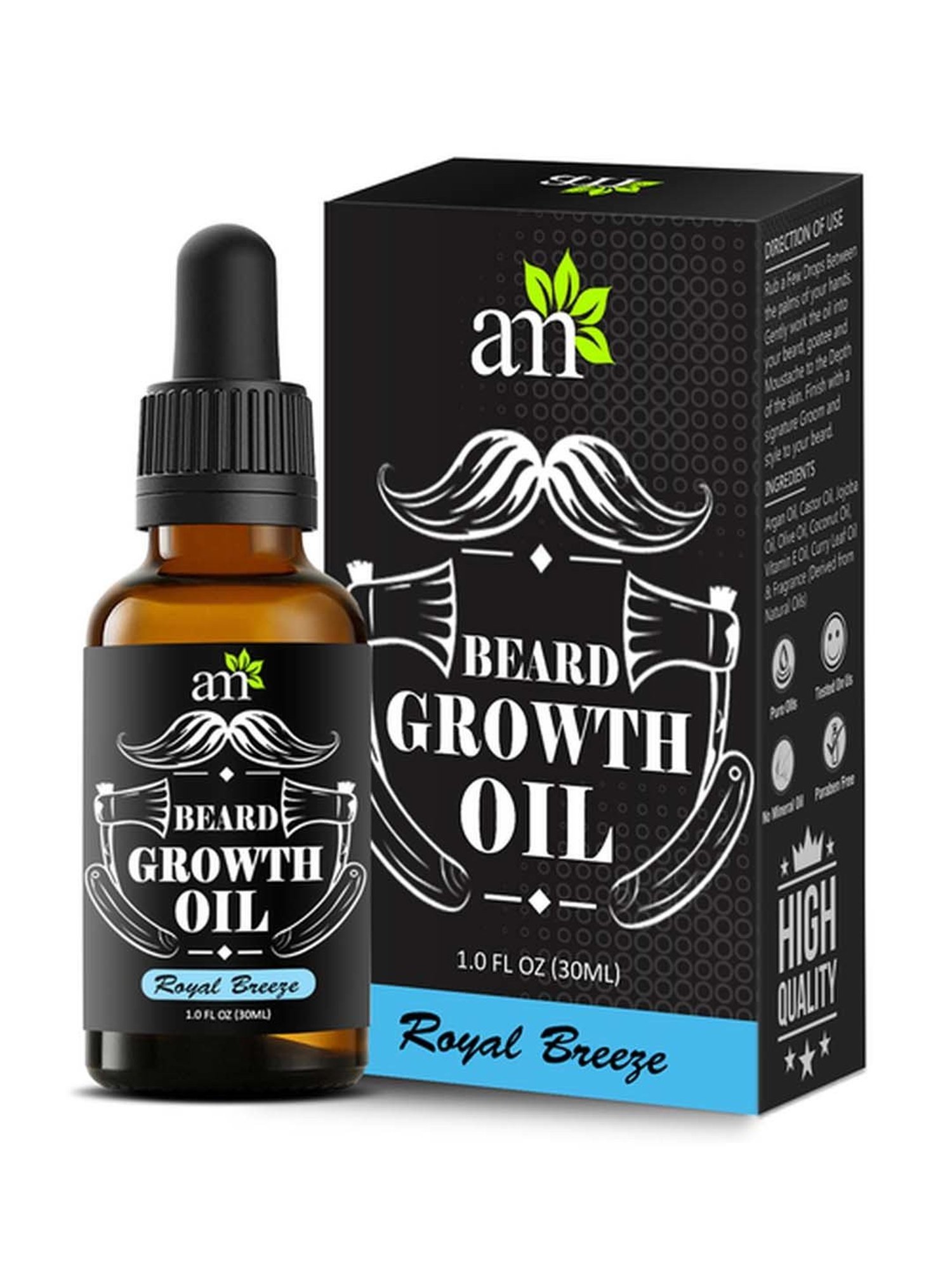 AromaMusk 100% Natural Beard & Hair Growth Oil Royal Breeze - 30 ml