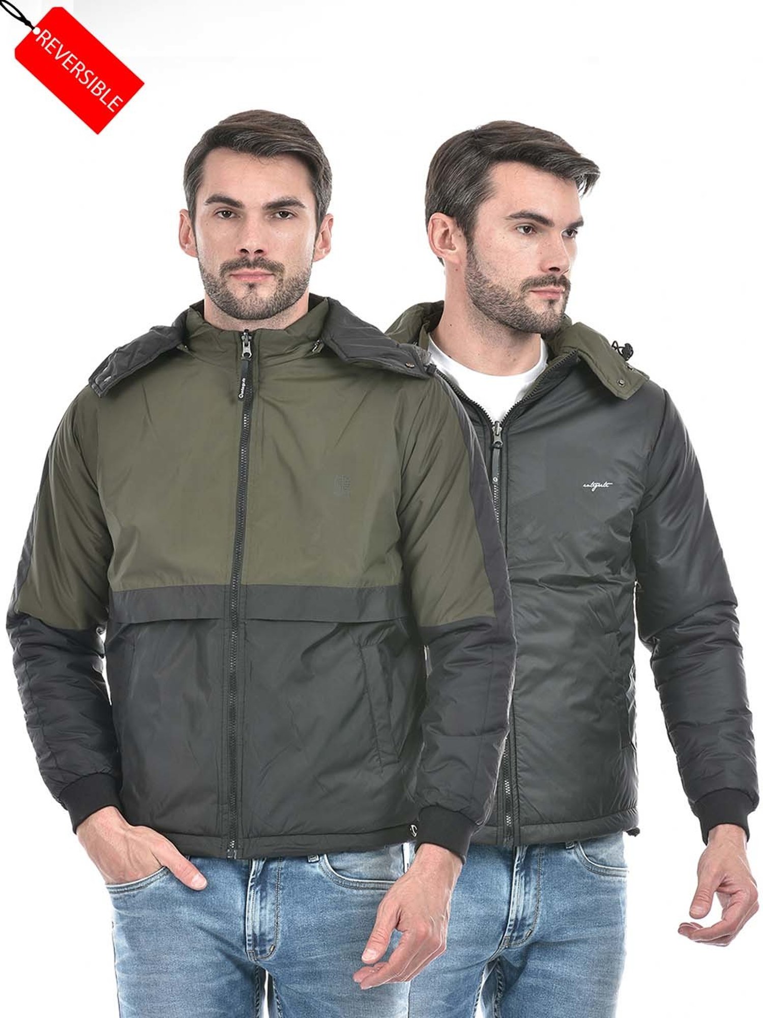 Integriti Olive & Black Regular Fit Reversible Jacket