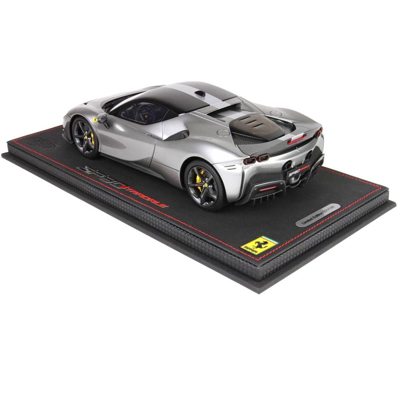 Ferrari SF90 Stradale Race Version Iron Gray Metallic with DISPLAY CASE Limited Edition to 229 pieces Worldwide 1/18 Model Car by BBR