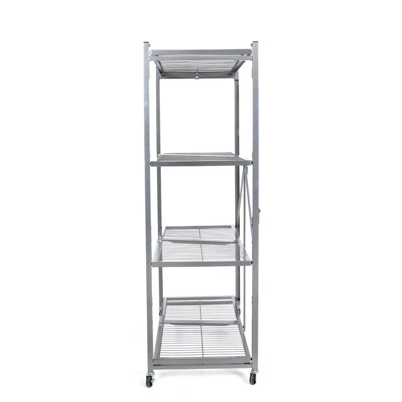 Origami Wheeled 4-Shelf Folding Steel Wire Shelving Pewter, 2 Pack (21"x36"x60")