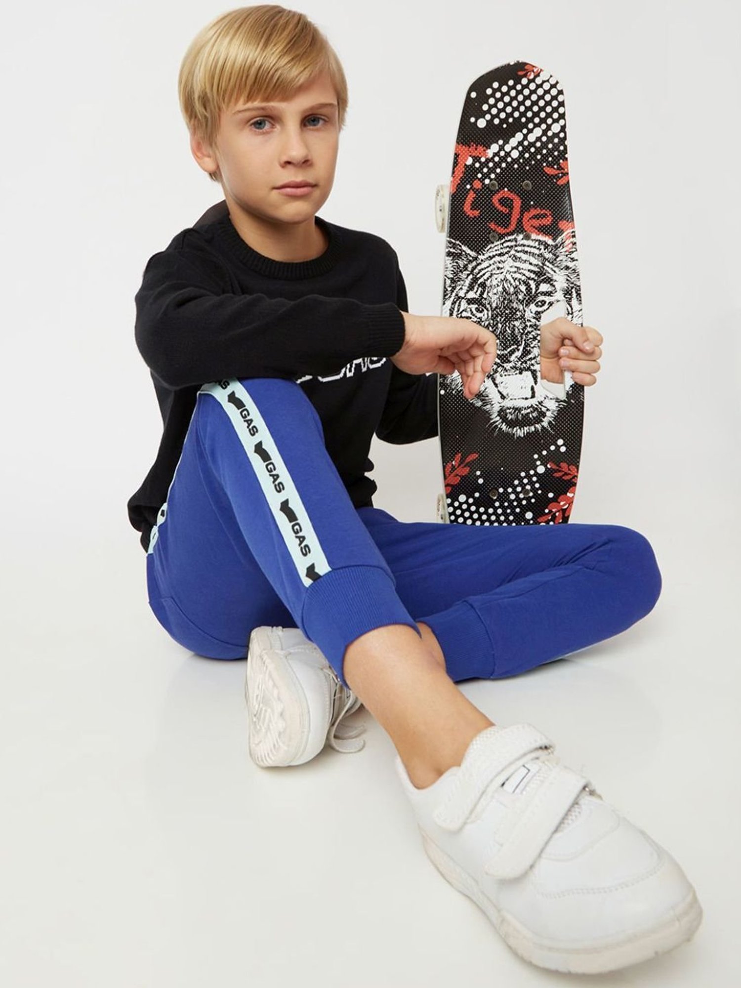 GAS Kids Blue Printed Joggers