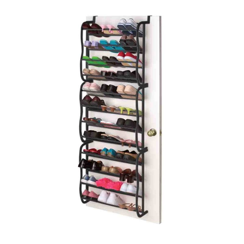 Home Basics 36 Pair Over the Door Steel Shoe Rack, Black
