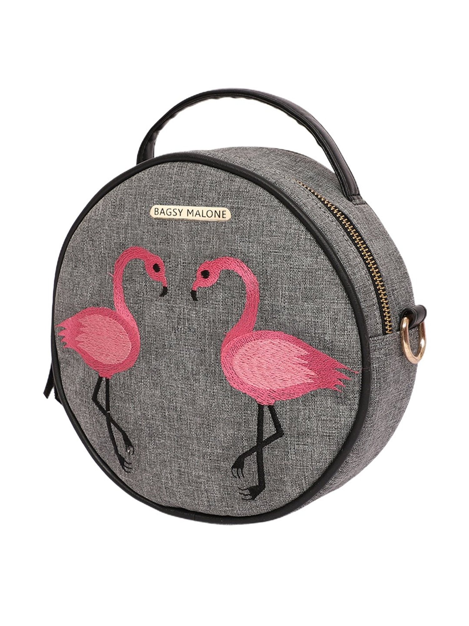 Bagsy Malone Grey Embroidered Medium Handbag