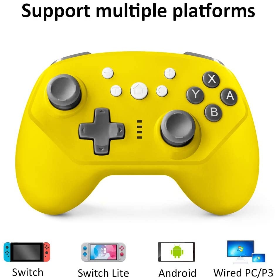 Wireless Controller for Nintendo Switch,Switch Lite and Android,Wired PC and P3,Switch Pro Controller with Turbo,Gyro Axis and Dual Vibration (Yellow)