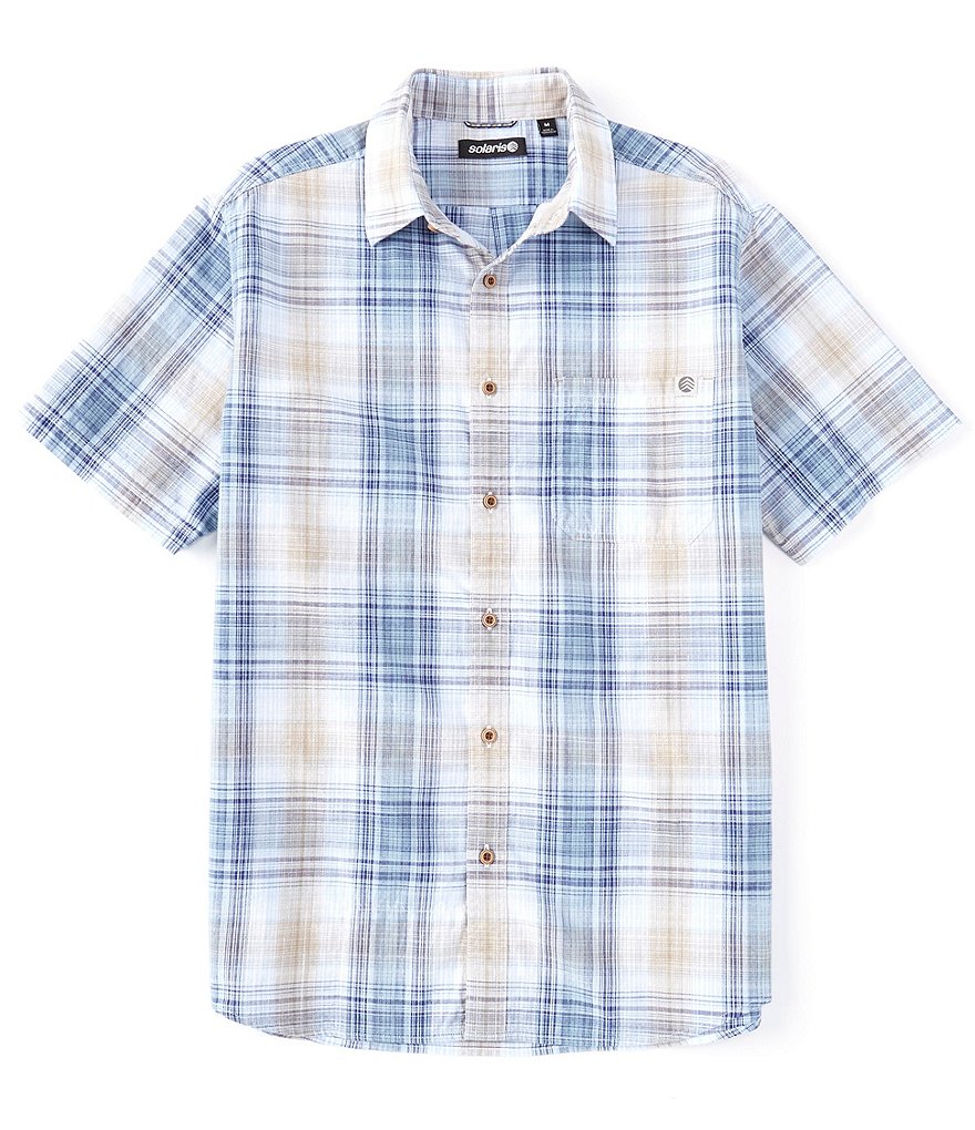 Solaris Short-Sleeve Linear Plaid Sportshirt