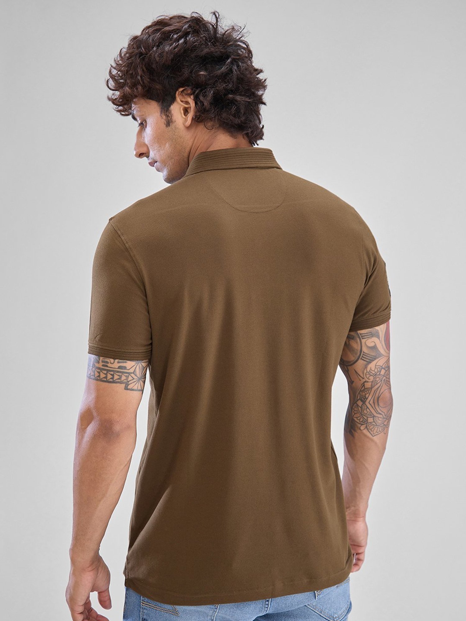 Spykar Green Slim Fit Polo T-Shirt