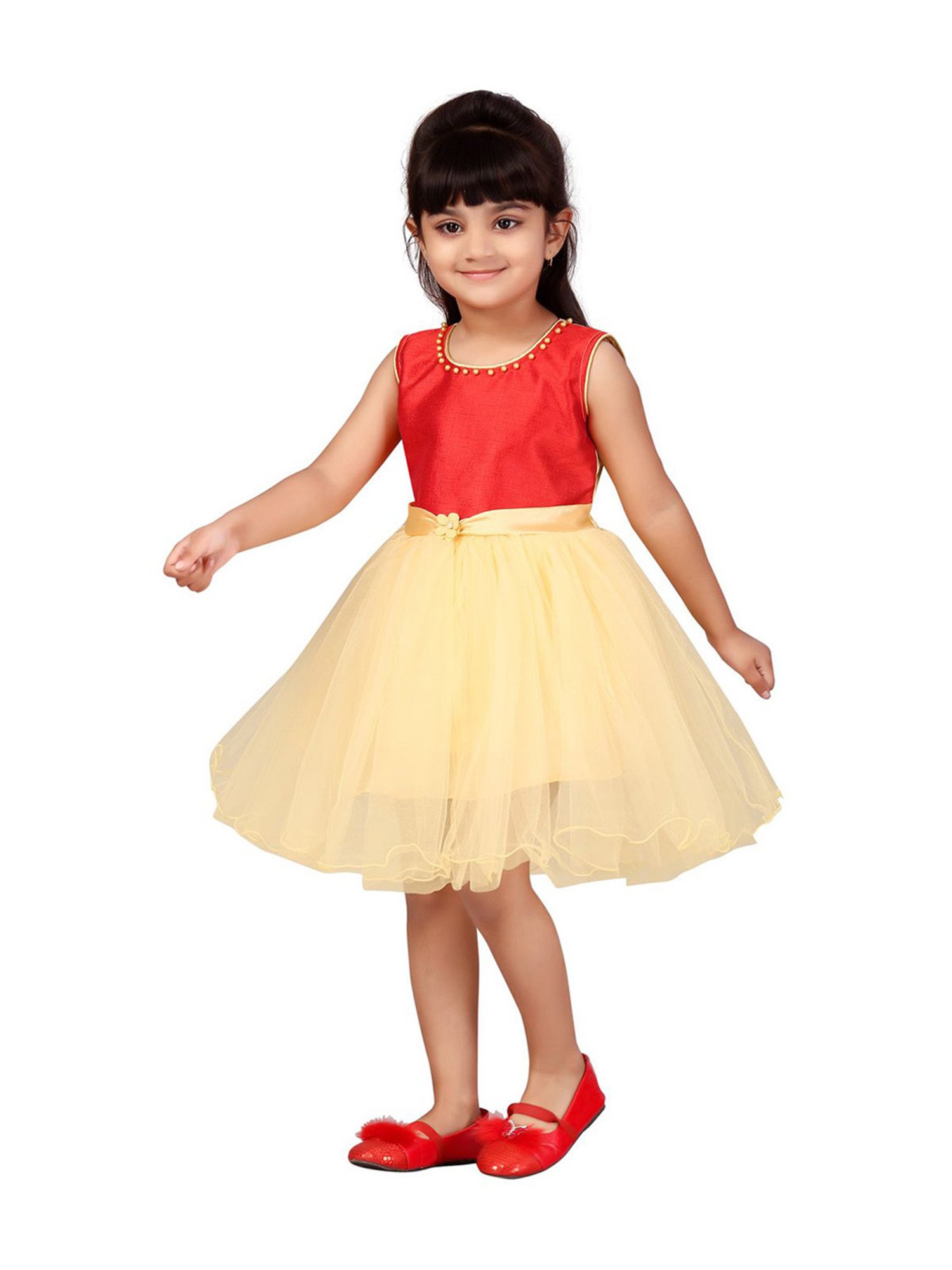 Aarika Kids Red Regular Fit Dress