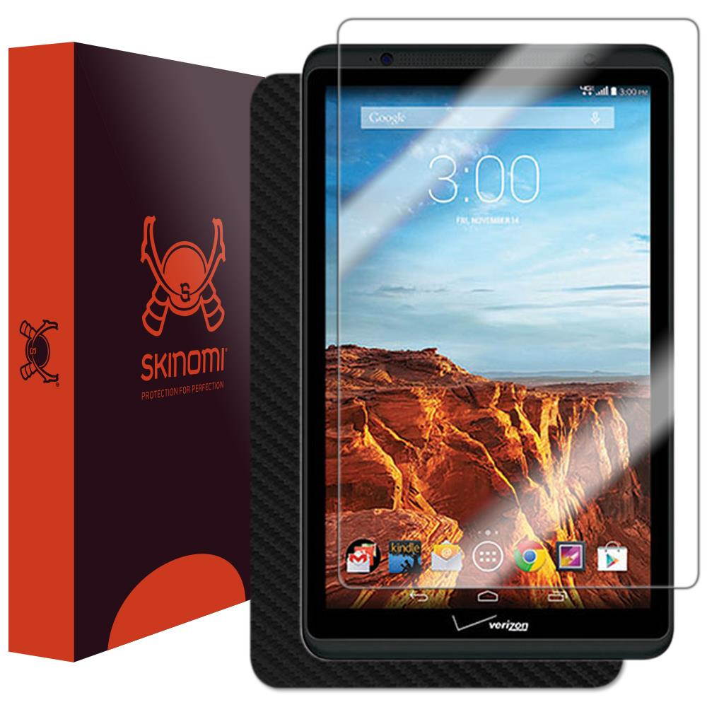 Verizon Ellipsis 8 Screen Protector + Carbon Fiber Full Body, Skinomi TechSkin Carbon Fiber Skin for Verizon Ellipsis 8 with Anti-Bubble Clear Film Screen