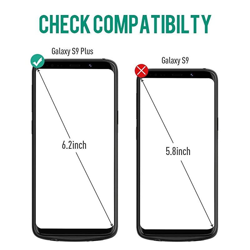 Upgraded Samsung Galaxy S9 Plus Battery Case Qi Wireless Charging Compatible, 5200mAh Slim Rechargeable Extended Charger Case Compatible Samsung Galaxy S9+ Plus (6.2 Inches Black)