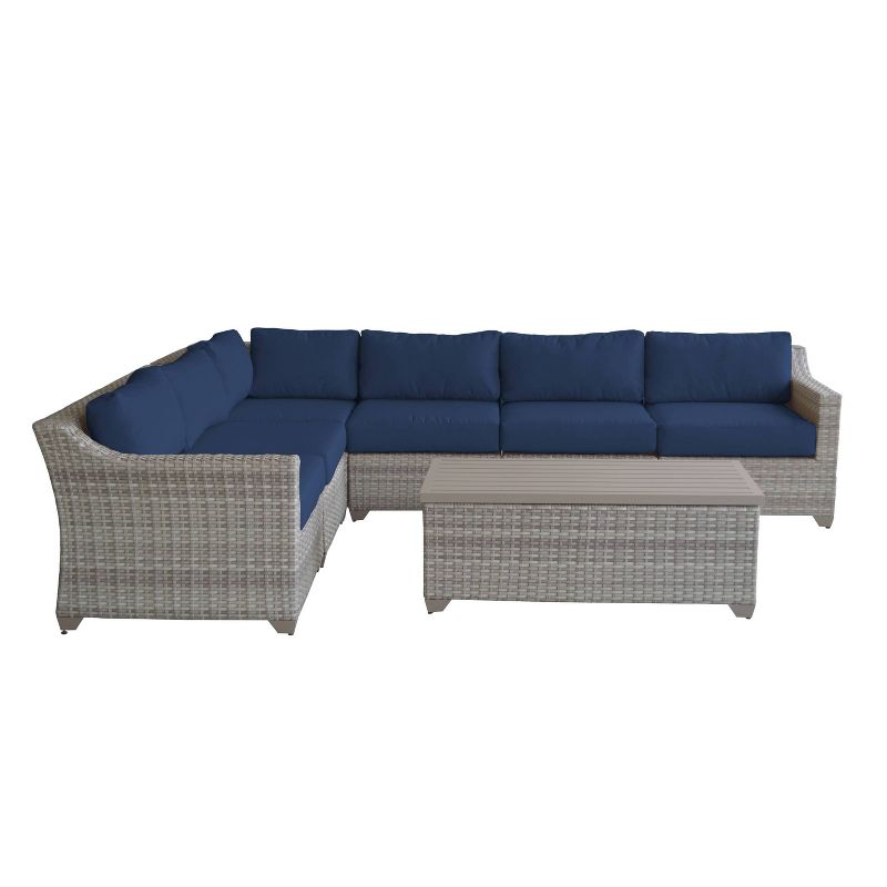 Fairmont 7pc Patio Sectional Seating Set with Cushions - Navy - TK Classics