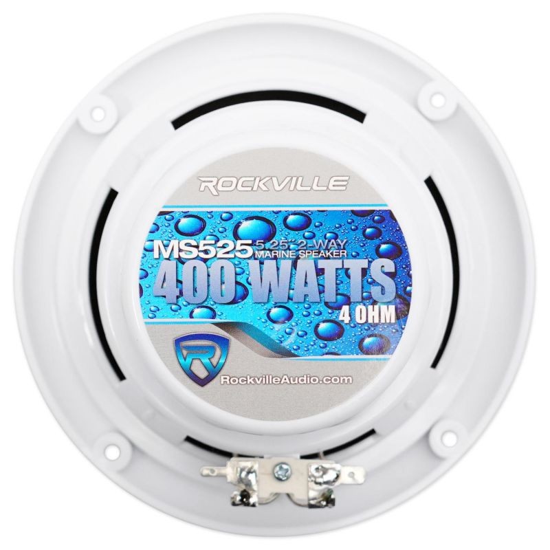 Pair Rockville MS525W 5.25" 400 Watt Waterproof Hot Tub Speakers In White