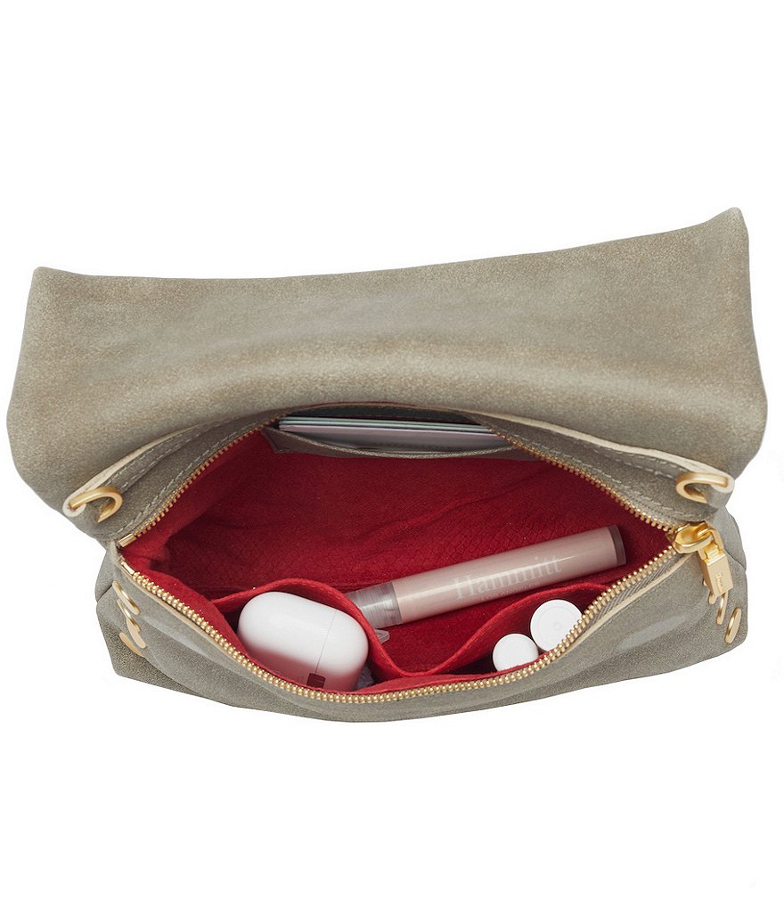 Hammitt VIP Studded Leather Fold-Over Zip Flap Medium Crossbody Bag