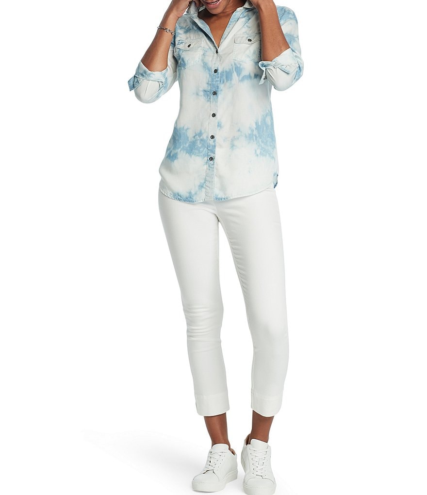 NIC + ZOE Long Sleeve Tie Dye Denim Shirt