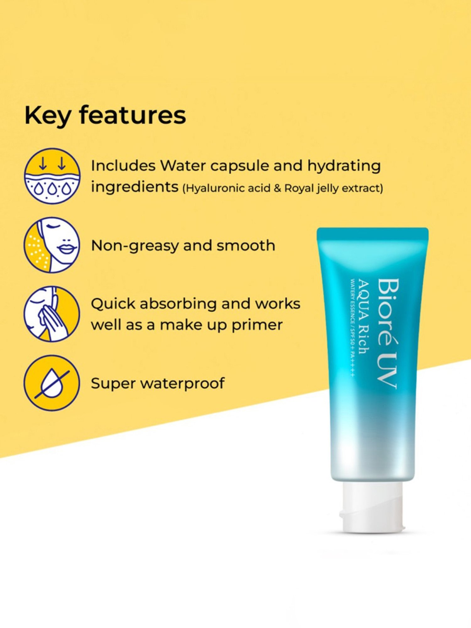 Biore UV Aqua Rich Watery Essence Sunscreen SPF 50+ Pa++++ - Pack of 2