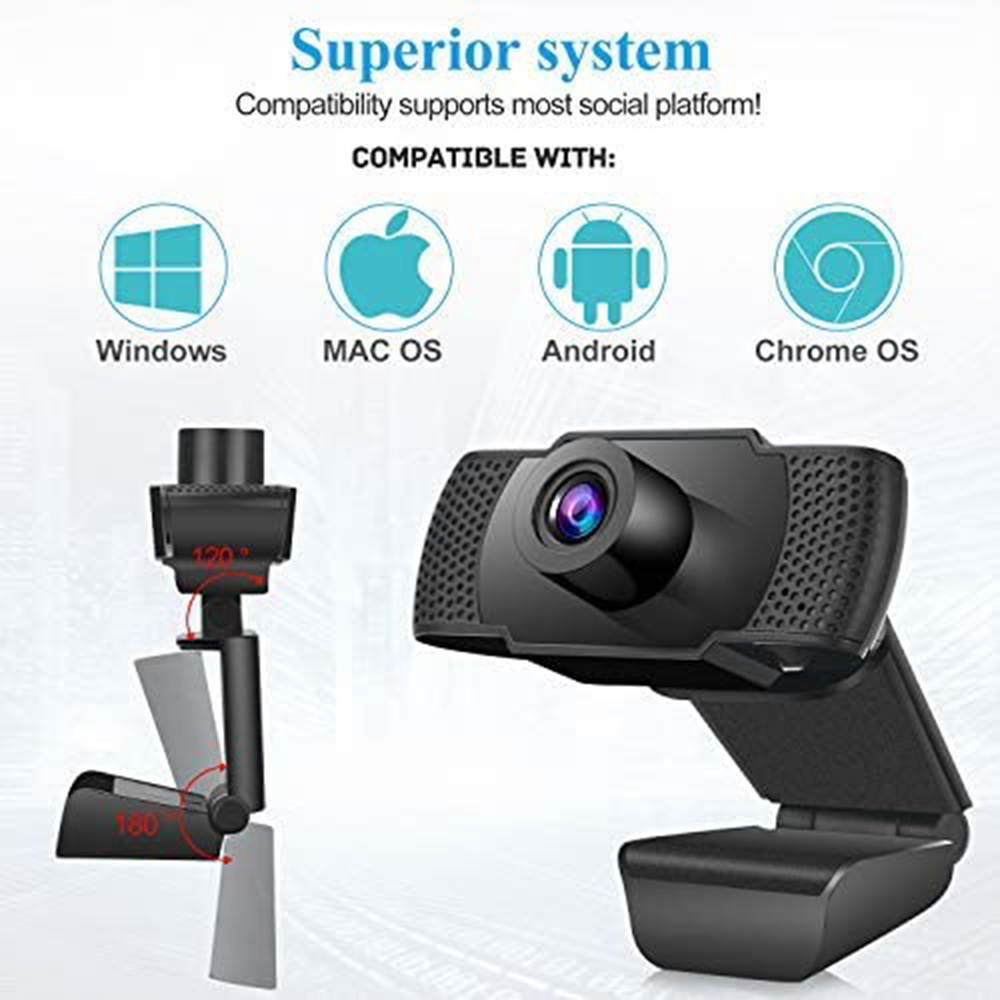 1080P Webcam with Microphone, Wansview USB 2.0 Desktop Laptop Computer Web Camera with Auto Light Correction, Plug and Play, for Windows Mac OS, for Video Streaming, Conference, Gaming, Online Classes