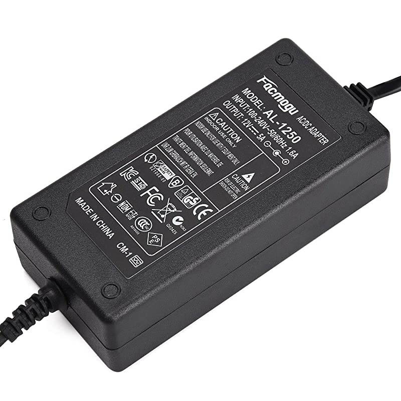 5A Power Adapter AC 100220V to DC 60W Power Supply US Plug Switching PC Power Cord for LCD Monitor LED Strip Light DVR NVR Security Cameras System CCTV Accessories