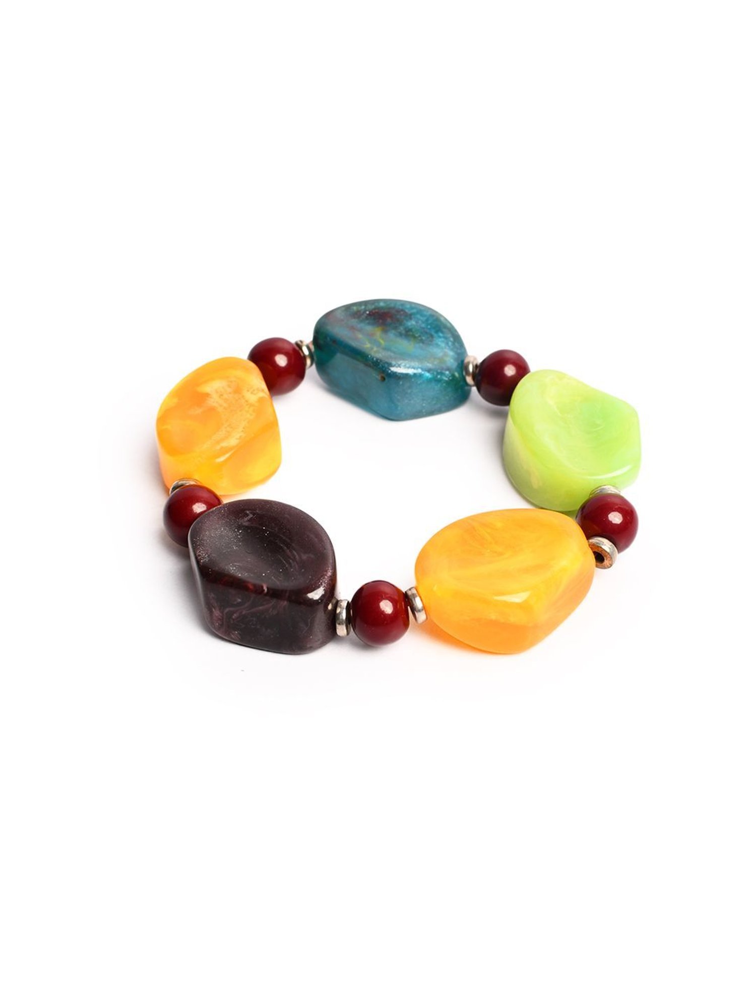 IMLI STREET Multi-Coloured Artificial Stone Stretchable Bracelet for Women