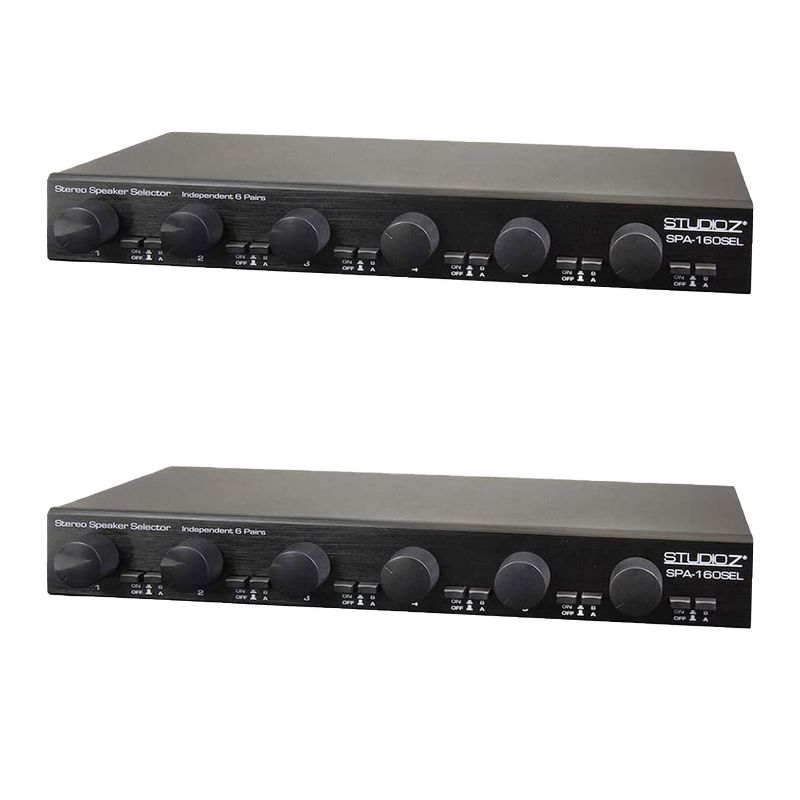 Studio Z 2 x SPA-160SEL Dual Source 900 Watt 6 Channel Stereo Speaker Splitter Selector Box w/ A/B Switch (2 Pack)