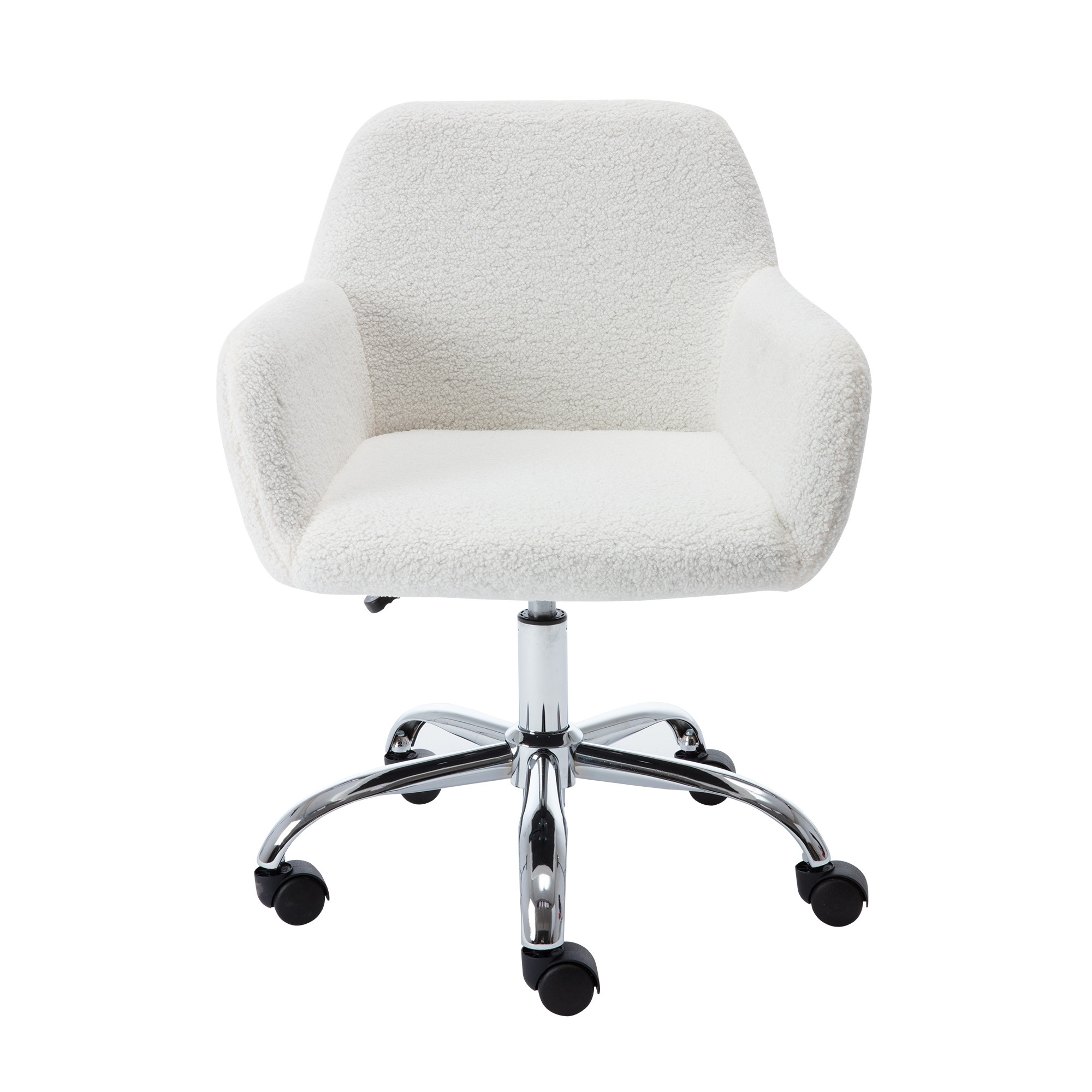 Rustic Sherpa Office Chair, Ivory