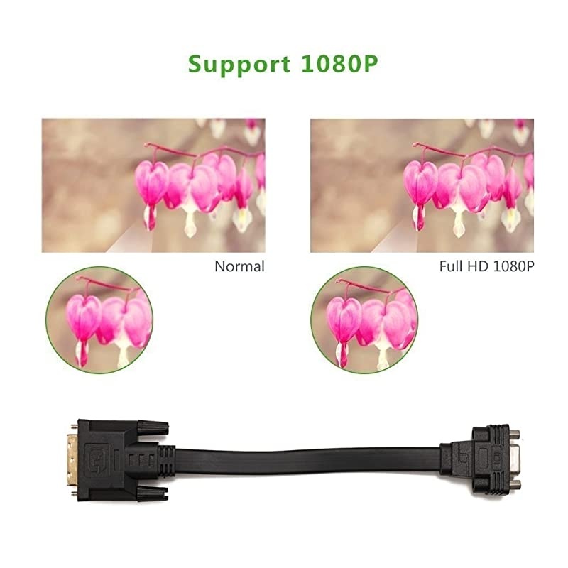 Active DVI-D Dual Link 24+1 Male to VGA VGA Female M/F Video with Flat Cable Adapter Converter