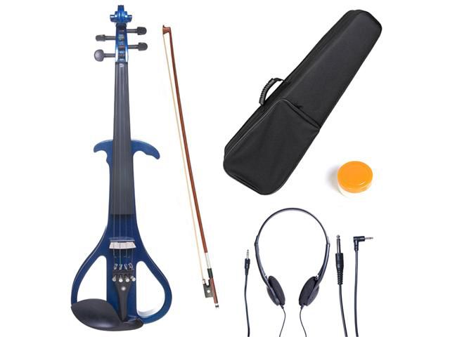 Cecilio 4/4CEVN-4BL 4/4 Full Size Electric Silent Solidwood Violin w/ Ebony Fittings in Style 4 - Metallic Blue