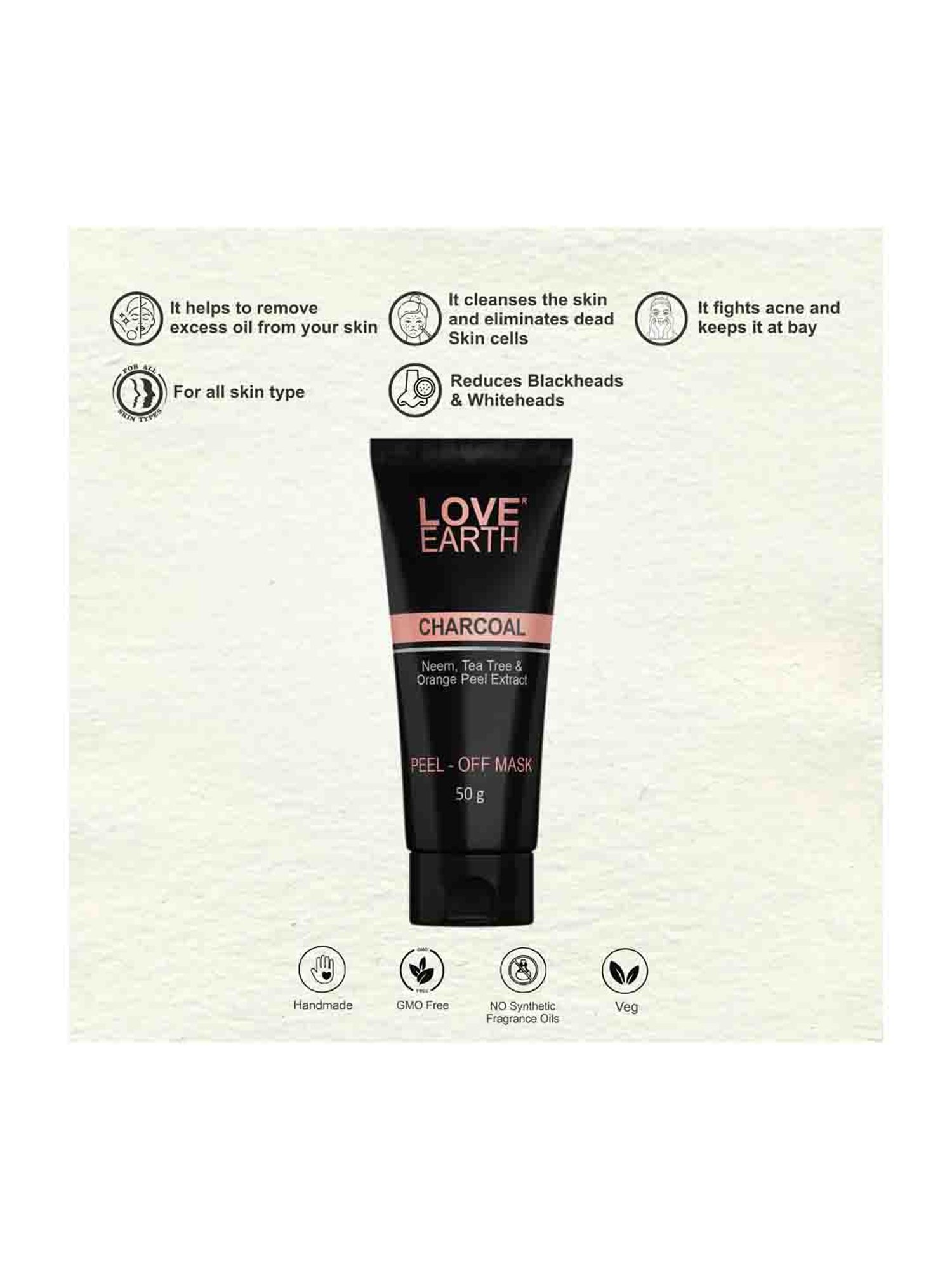 Love Earth Charcoal Peel-Off Mask - 50 gm