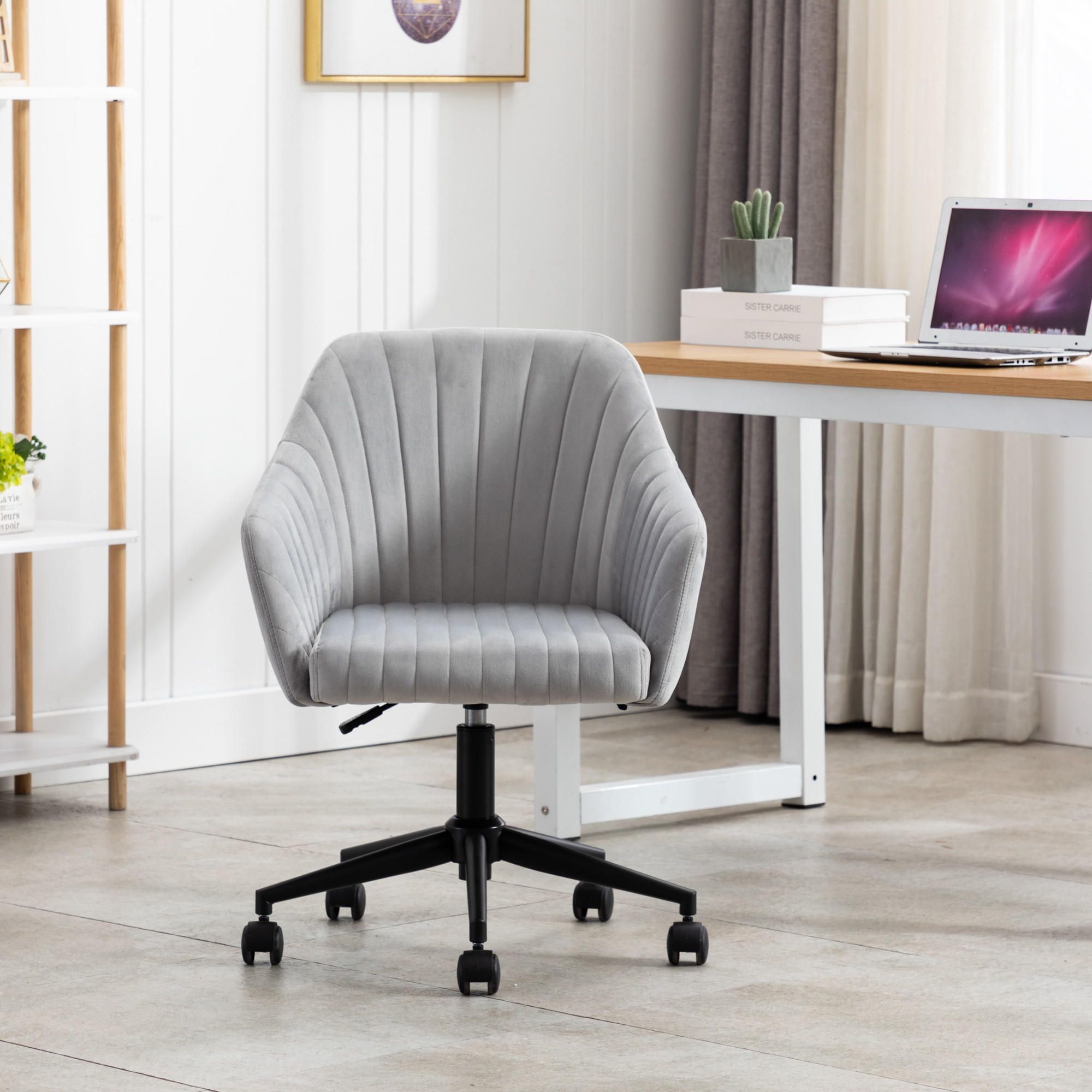 Home Office chair with Middle back, Modern Design velvet chair with arms