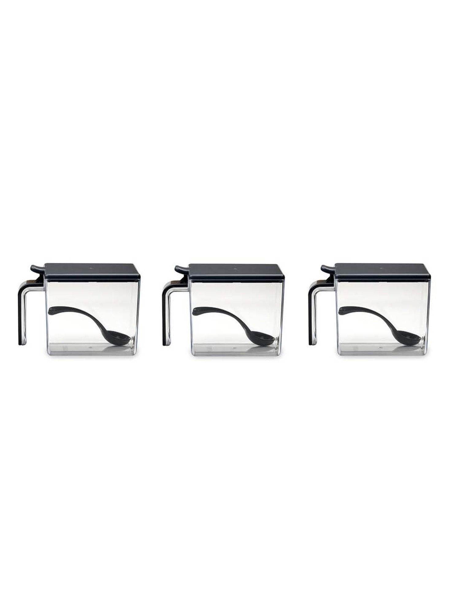 @home Nilkamal Grey Polypropylene Kitchen Condiment Spice Containers - Set of 3