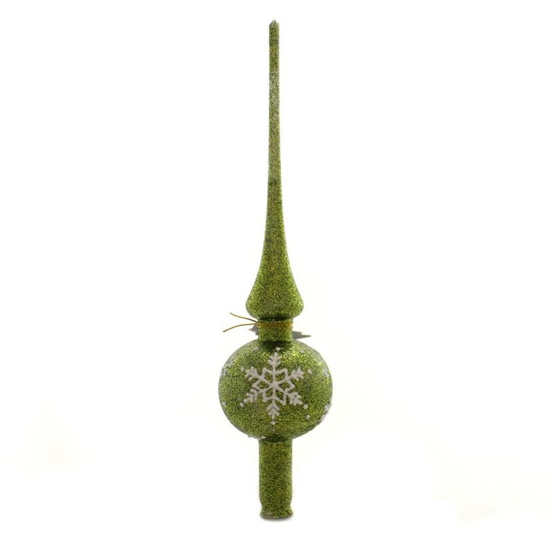 Tree Topper Finial 11.75" Green Snowflake Tree Topper Christmas Chartreuse  -  Tree Toppers