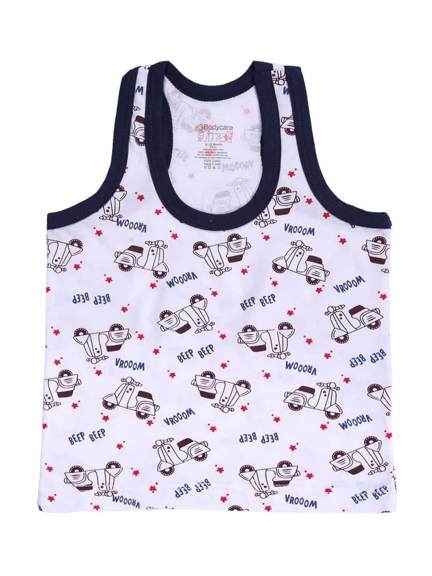 Bodycare Kids Multicolor Cotton Printed Vests (Pack of 6)