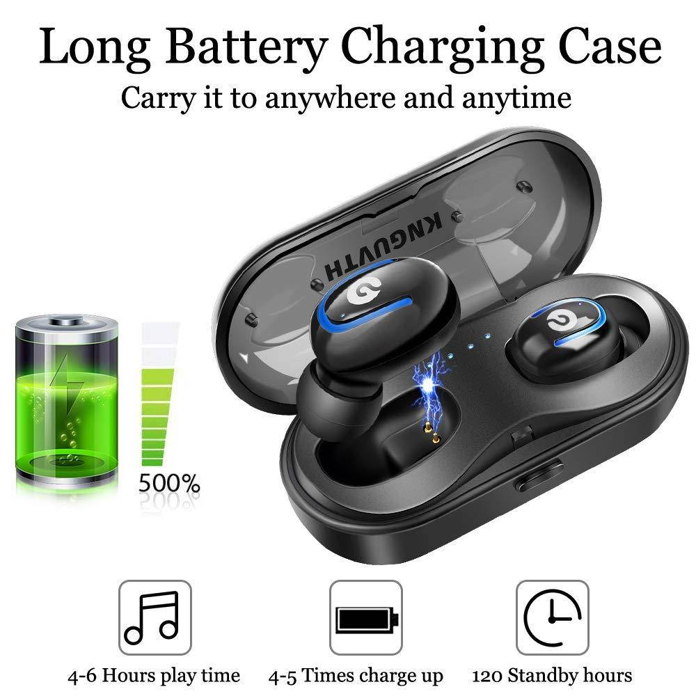 Wireless Earbuds, KNGUVTH Bluetooth Headphones 5.0 True Wireless Stereo Headset Built-in Mic Invisible In Ear Sport Sweatproof Earphones with Charging Case Compatible with iPhone Samsung Android