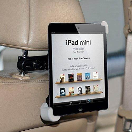 Universal Car Seat Back Headrest Expandable Cradle Tablet Holder for B&N Nook, Color, NOOK HD, HD+ - Nabi, 2, Jr, DreamTab HD8 - iPad, Galaxy Tab, Nokia Sony ASUS Lenovo Dell and All Tablets