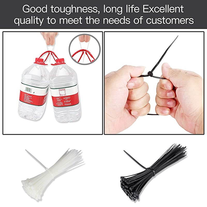 Zip Ties Nylon Self Locking Wire Tie 4 inch 200 Pieces White