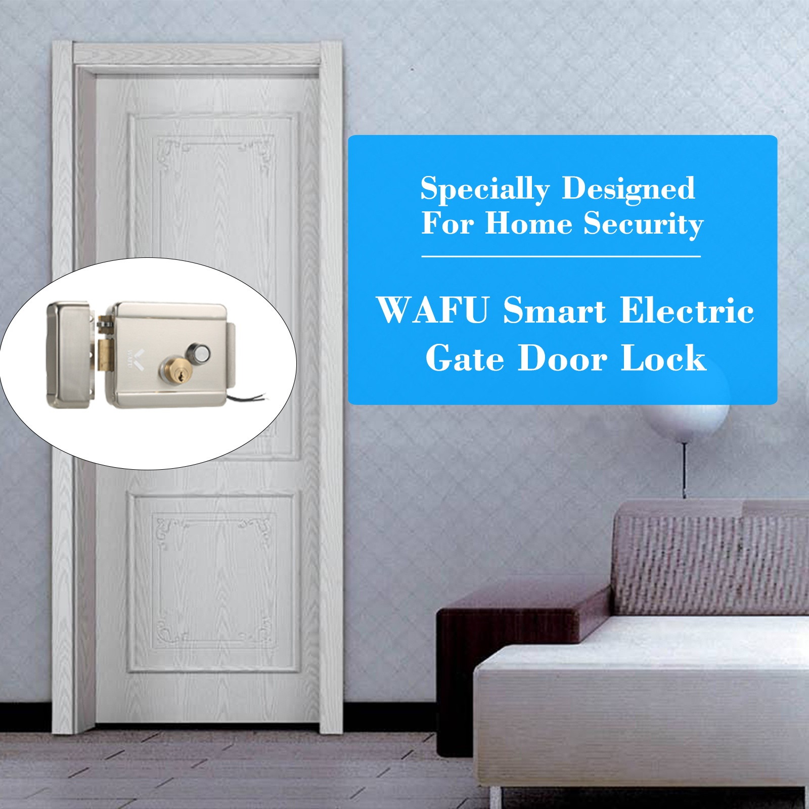 WAFU Smart Electric Gate Door Lock Secure Electric Metallic Lock Electronic Door Lock Door Access Control for Home Office Apartment Warehouse