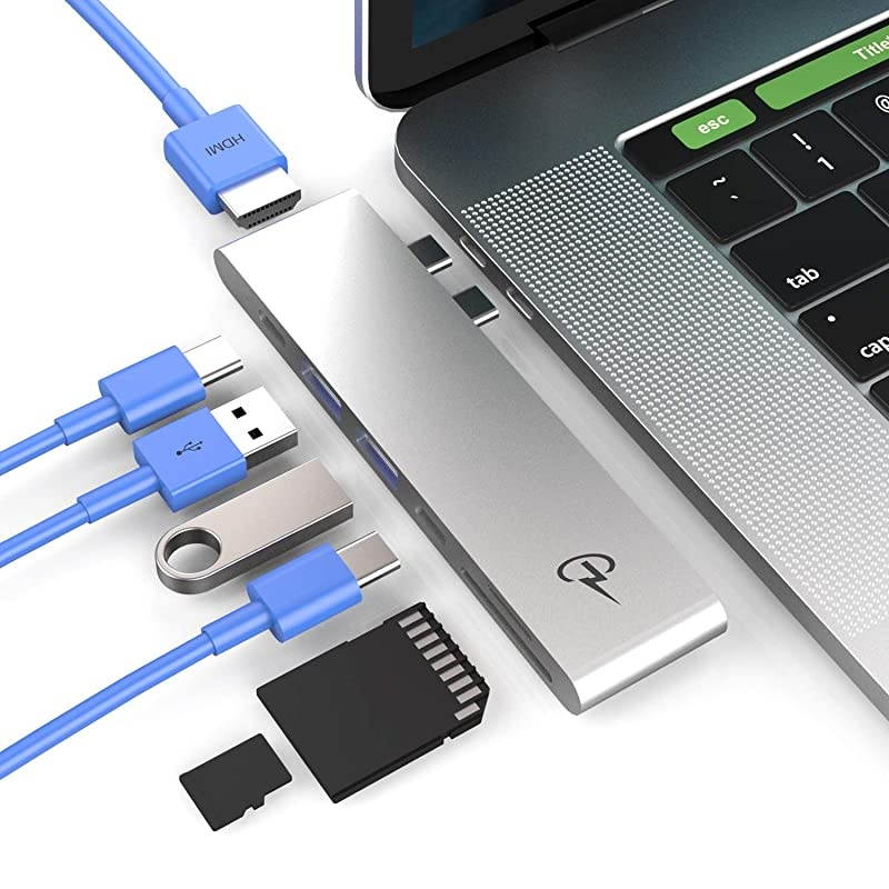 MacBar USB C Hub for MacBook Air 2020 2019 2018 MacBook Pro 2020 20162019 HDMI 4K 100W PD 2 USB 30 microSD SD card USBC port Type C Hub USBC hub