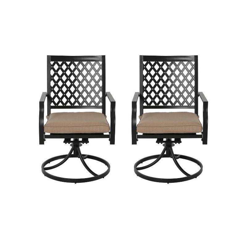 2pc Iron Dining Swivel Chairs With Cushions - Nuu Garden