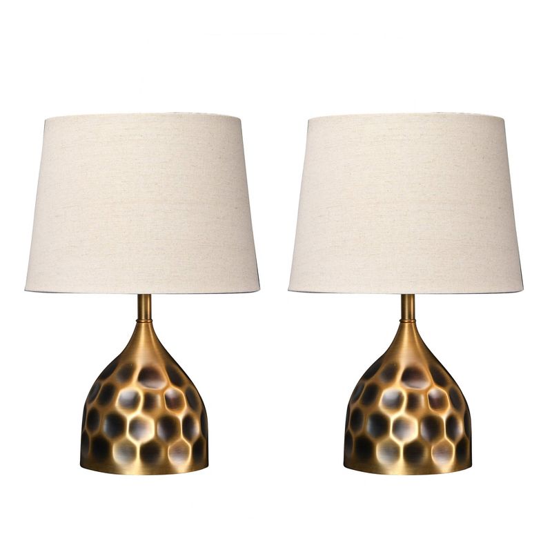(Set of 2) 19" Hammered Table Lamps Brass - 3R Studios