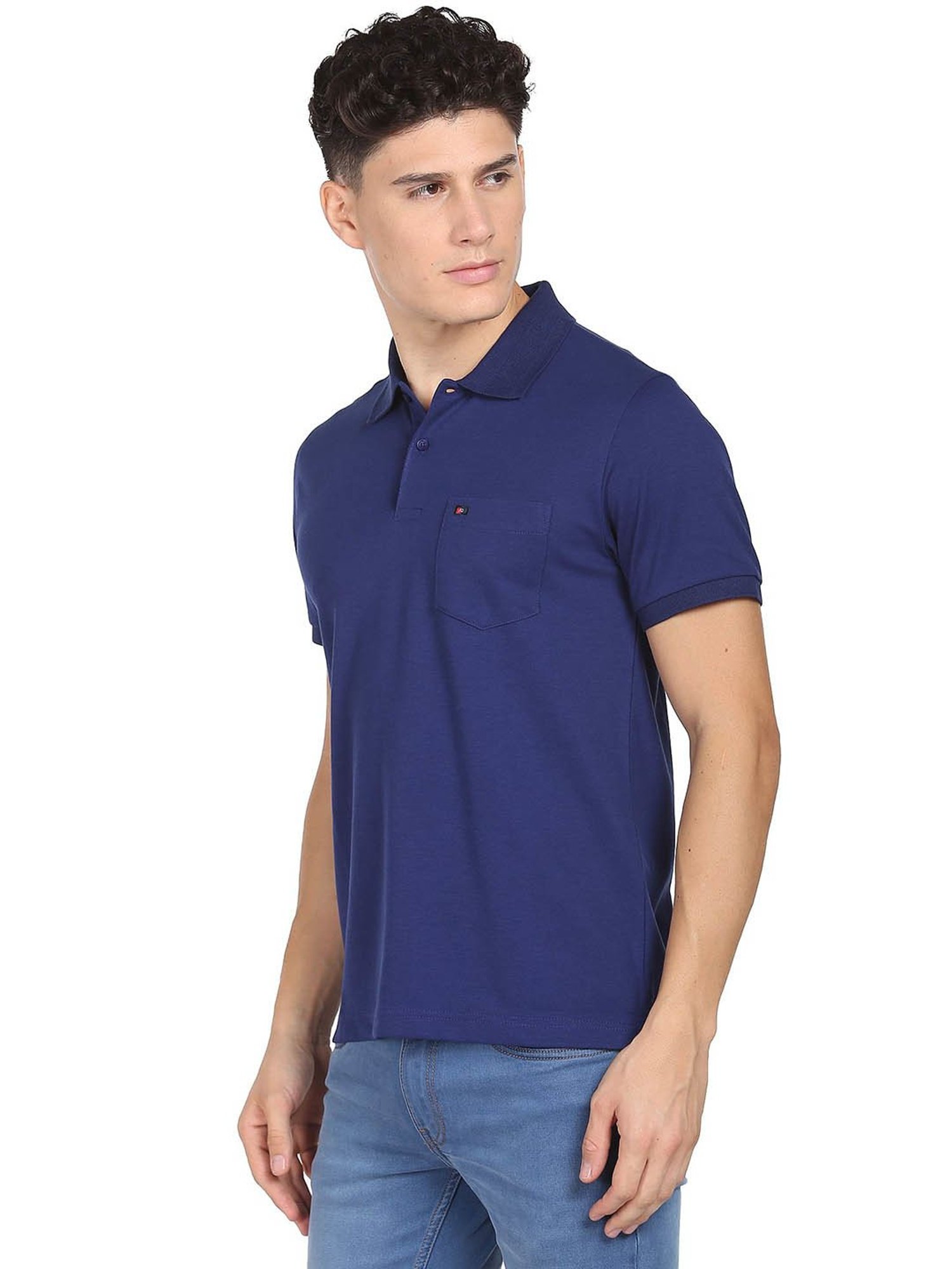 AD by Arvind Blue Slim Fit Polo T-Shirt
