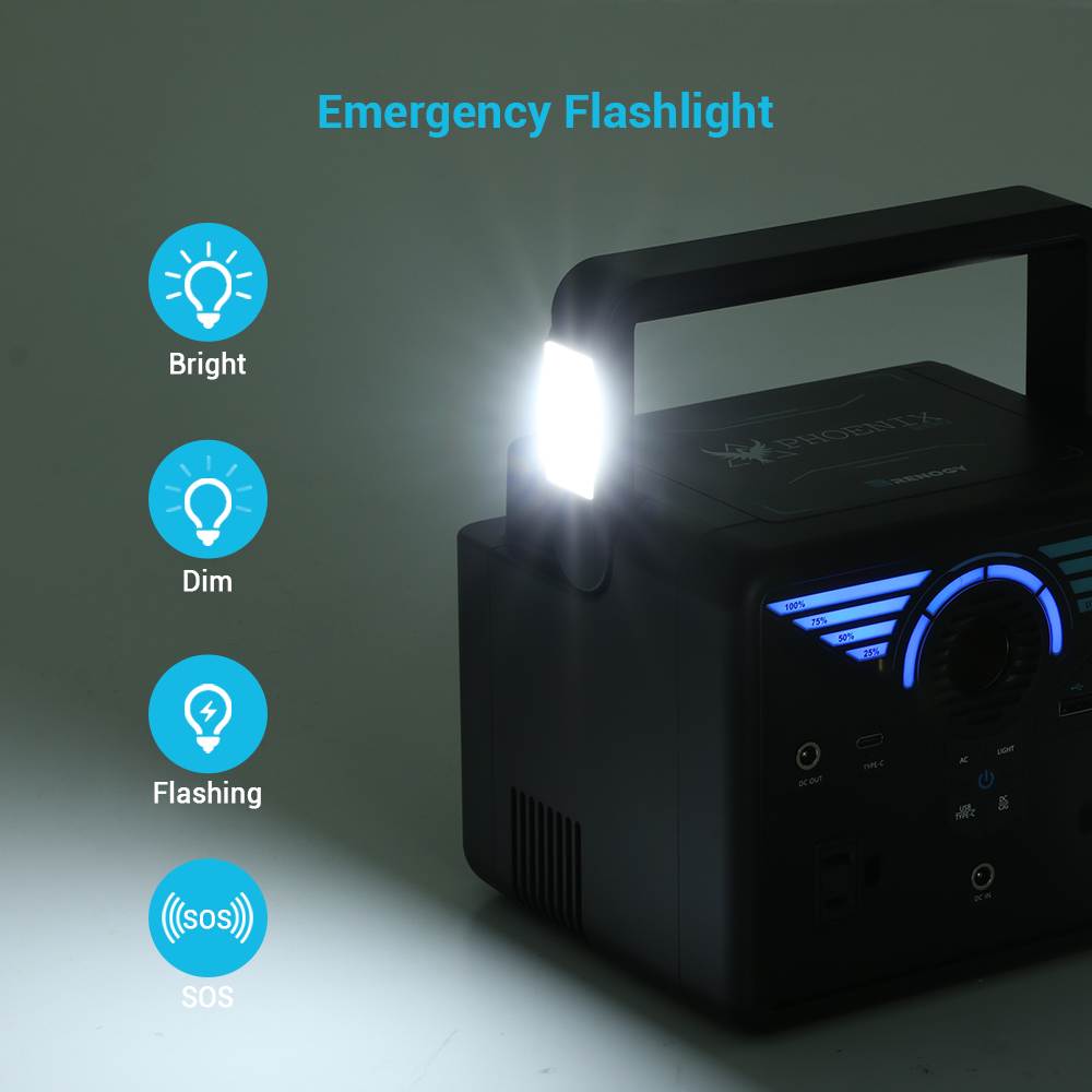 Renogy Phoenix 200 Portable Pure Sine Wave Station, 189Wh Solar Generator, Lithium Backup Supply with Quick Charge USB, Power Delivery Type-C, D-Tape, AC Outlet for CPAP Camping Camcorder