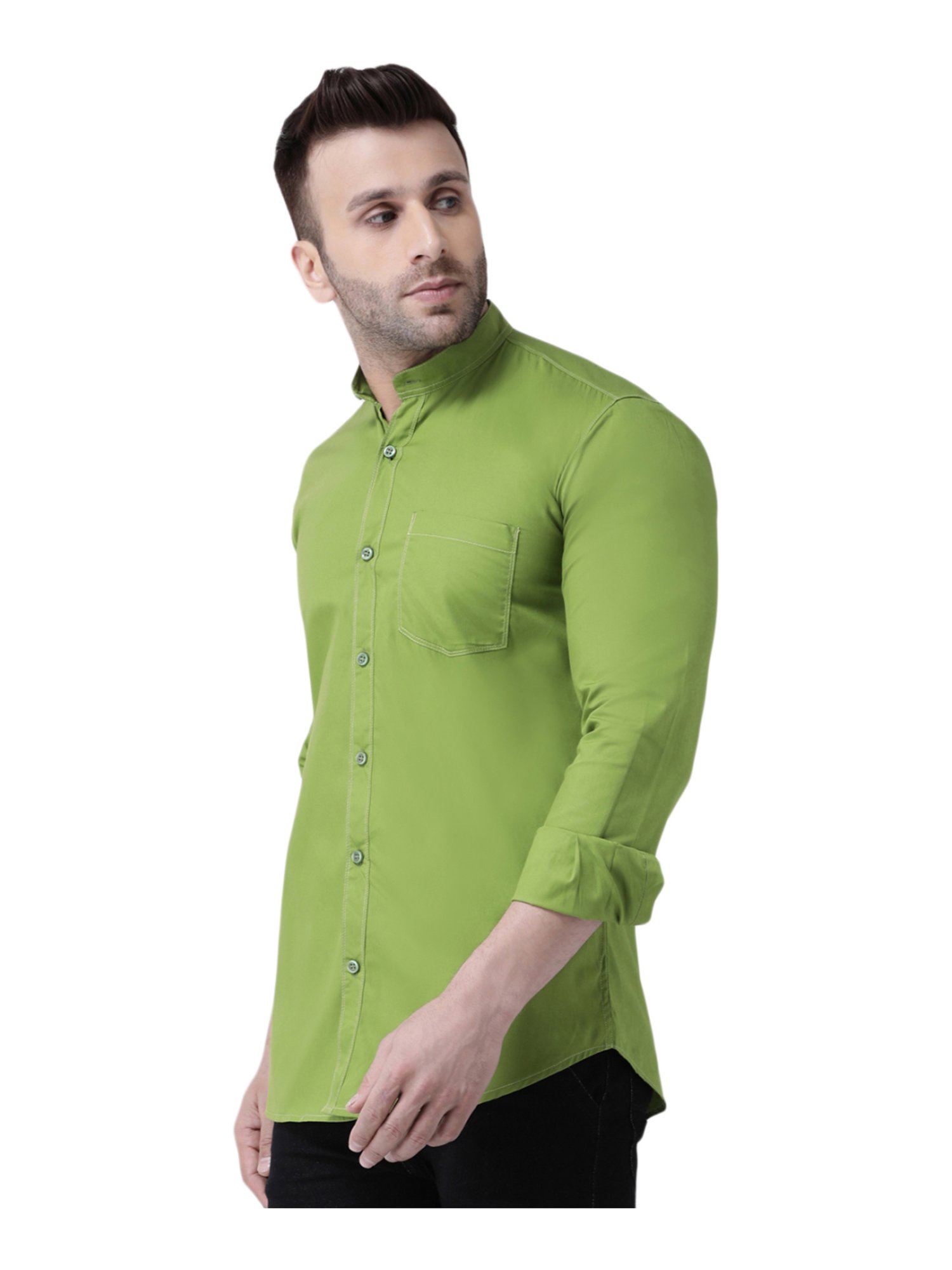Hang Up Green Cotton Slim Fit Shirt