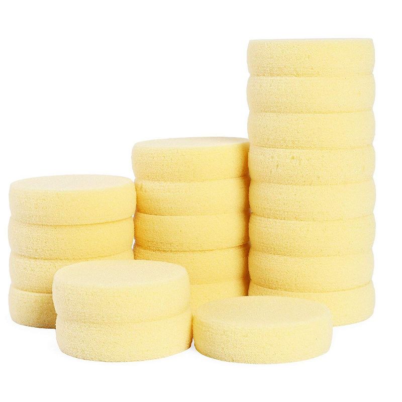 Round Synthetic Sponges for Painting & Crafts (3.5 x 1 in, Light Yellow, 20 Pack)