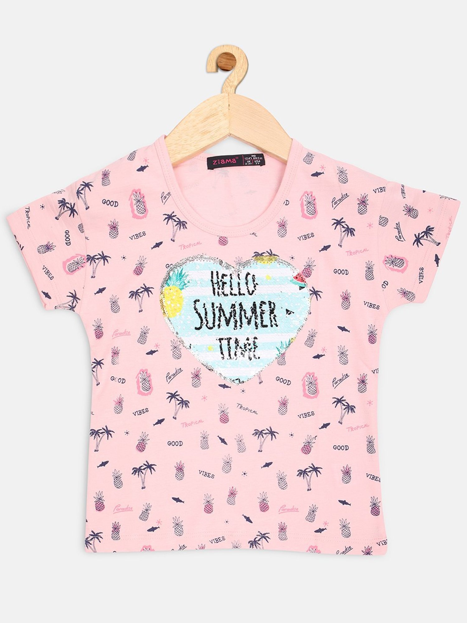 ZIAMA Kids Pink Embellished Top