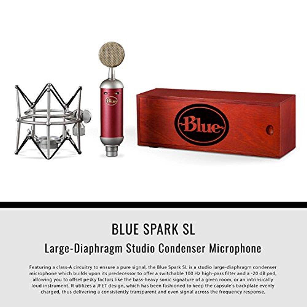 Blue Spark SL Large-Diaphragm Studio Condenser Microphone with Xpix Studio Desktop Mic Stand, Closed-Back Headphones, and Basic Bundle
