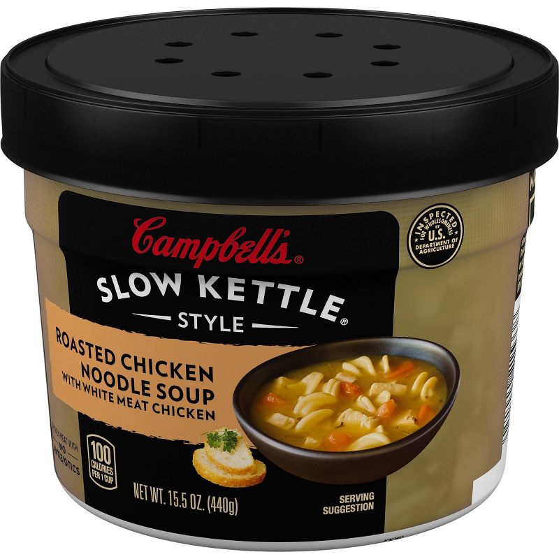 Campbell's Slow Kettle Style Roasted Chicken Noodle with Herbs Soup Microwaveable Bowl 15.5oz