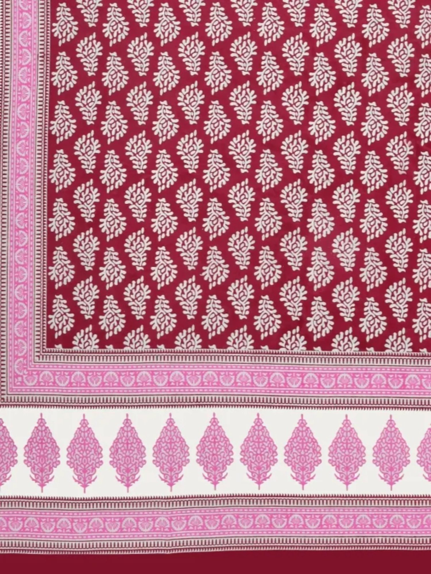 Living Roots Printed Pink 240 TC Cotton Bedsheet with 2 Pillow Covers