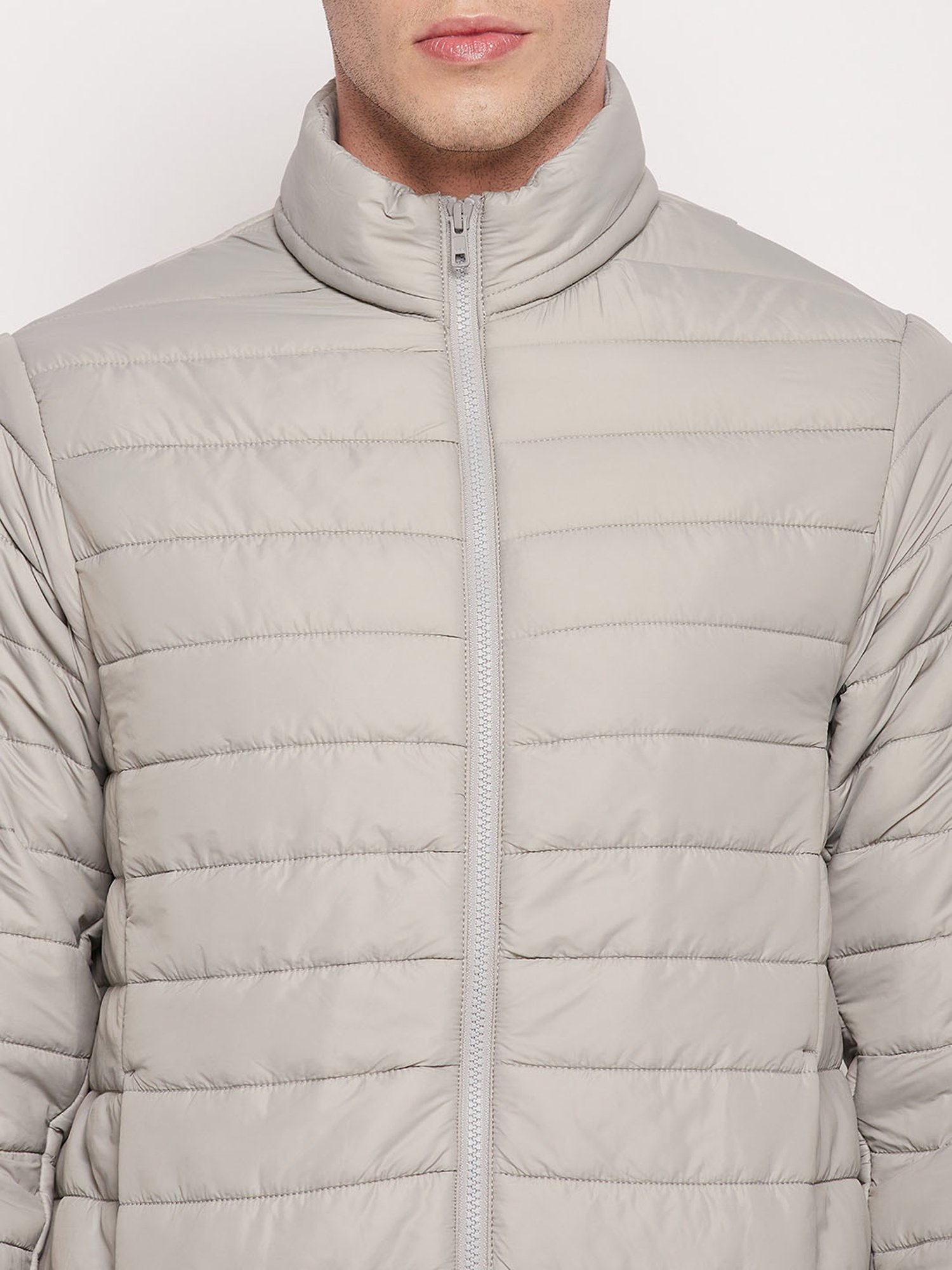 Cantabil Light Grey Regular Fit Quilted Jacket
