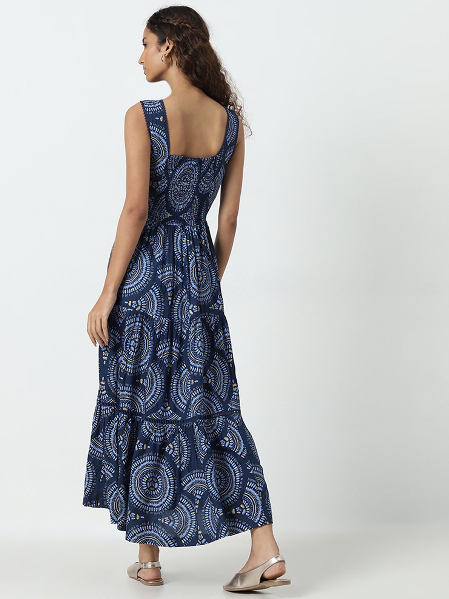 Bombay Paisley by Westside Navy Printed Tiered Dress