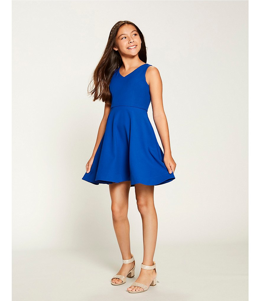 Rare Editions Big Girls 7-16 Sleeveless Bow-Back Fit-And-Flare Dress