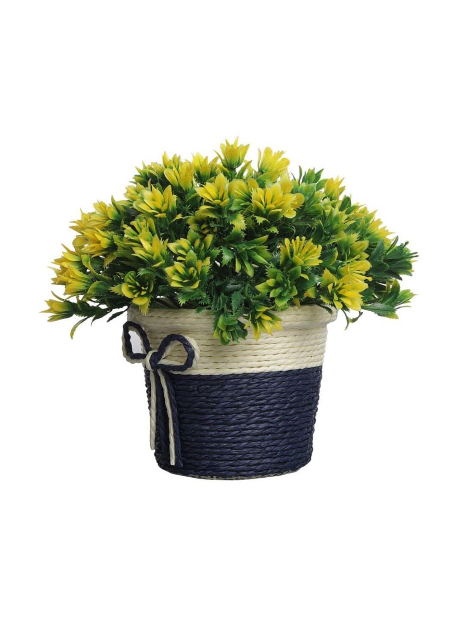 Foliyaj Multicolor Plastic Artificial Flower Plant With Pot - Set of 2