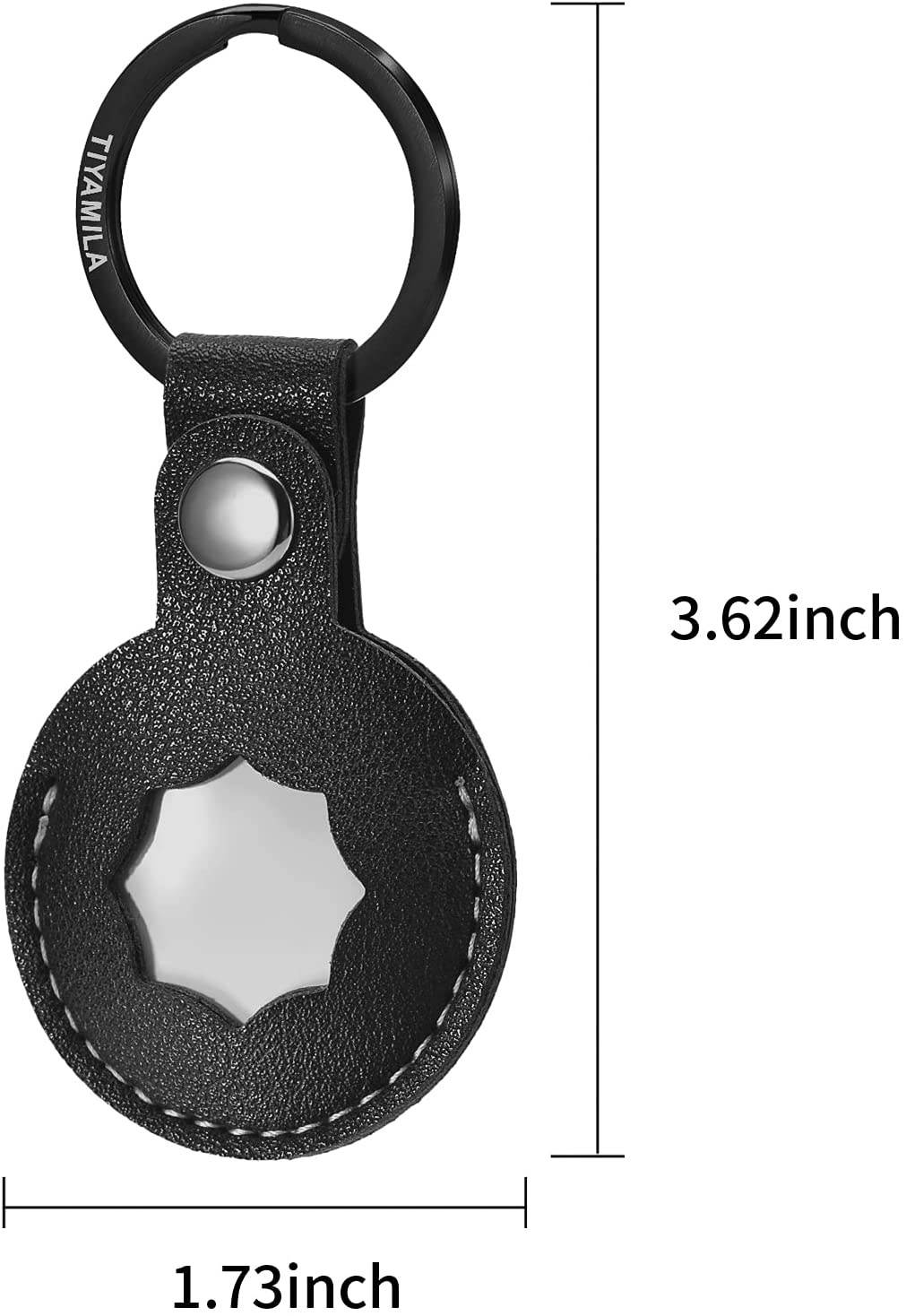 TIYAMILA 2 Pack Genuine Leather Case for AirTag Finder, Carabiner Leather Key Ring for AirTag Finder (Black/White)